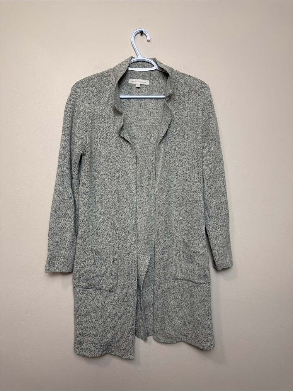 Monteau Heather Gray Open-Front Longline Cardigan size M